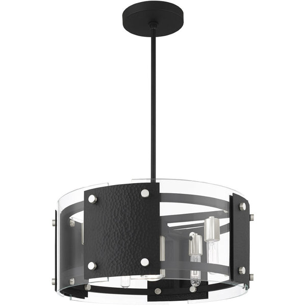 HomeRoots Seven Light Dimmable Chandelier - Modern Steel Fixture with Cylinder Shades for Stylish Ambiance 687920