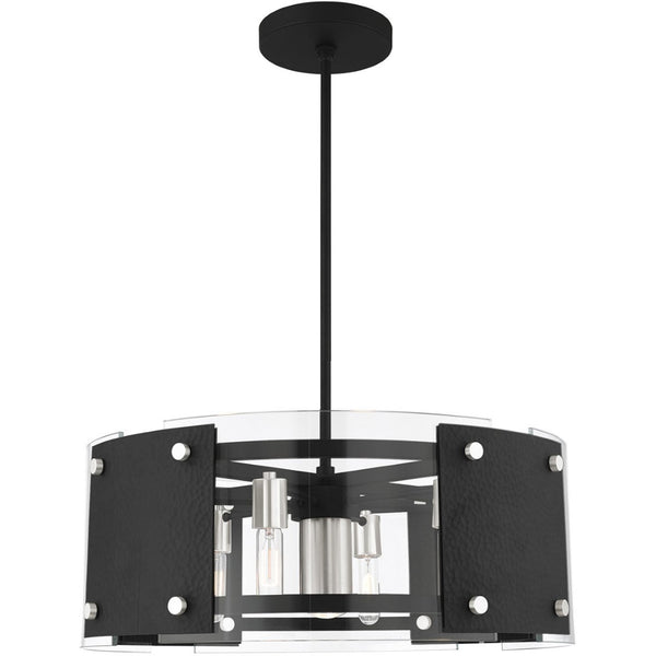 HomeRoots Seven Light Dimmable Chandelier - Modern Cylindrical Shades for Versatile Home Ambiance & Style 687921