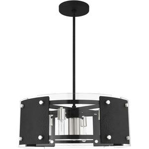 HomeRoots Seven Light Dimmable Chandelier - Modern Cylindrical Shades for Versatile Home Ambiance & Style 687921