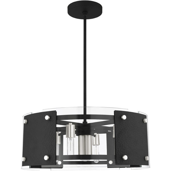 HomeRoots Seven Light Dimmable Chandelier - Modern Cylindrical Shades for Versatile Home Ambiance & Style 687921