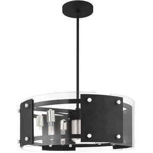 HomeRoots Seven Light Dimmable Chandelier - Modern Cylindrical Shades for Versatile Home Ambiance & Style 687921