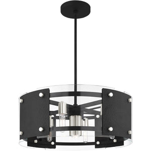 HomeRoots Seven Light Dimmable Chandelier - Modern Cylindrical Shades for Versatile Home Ambiance & Style 687921