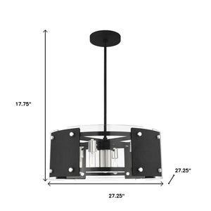 HomeRoots Seven Light Dimmable Chandelier - Modern Cylindrical Shades for Versatile Home Ambiance & Style 687921