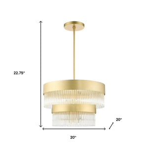 HomeRoots Five Light Dimmable Chandelier - Modern Steel Shades for Elegant Lighting in Dining & Living Spaces 687922