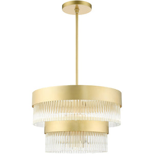 HomeRoots Five Light Dimmable Chandelier - Modern Steel Shades for Elegant Lighting in Dining & Living Spaces 687922