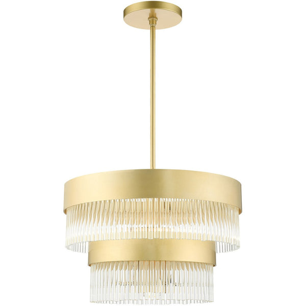 HomeRoots Five Light Dimmable Chandelier - Modern Steel Shades for Elegant Lighting in Dining & Living Spaces 687922