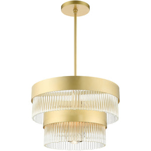 HomeRoots Five Light Dimmable Chandelier - Modern Steel Shades for Elegant Lighting in Dining & Living Spaces 687922