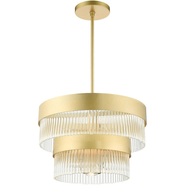 HomeRoots Five Light Dimmable Chandelier - Modern Steel Shades for Elegant Lighting in Dining & Living Spaces 687922