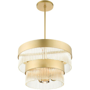 HomeRoots Five Light Dimmable Chandelier - Modern Steel Shades for Elegant Lighting in Dining & Living Spaces 687922