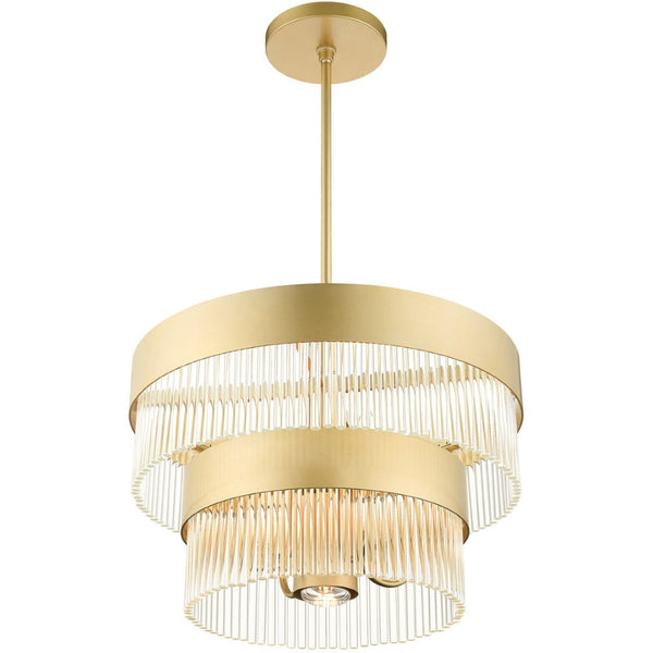 HomeRoots Five Light Dimmable Chandelier - Modern Steel Shades for Elegant Lighting in Dining & Living Spaces 687922