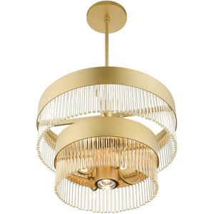 HomeRoots Five Light Dimmable Chandelier - Modern Steel Shades for Elegant Lighting in Dining & Living Spaces 687922