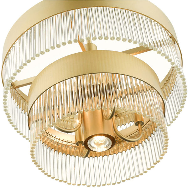 HomeRoots Five Light Dimmable Chandelier - Modern Steel Shades for Elegant Lighting in Dining & Living Spaces 687922