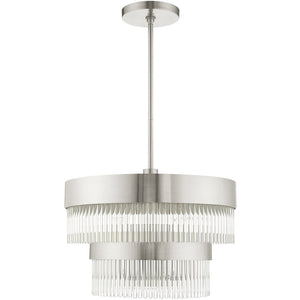 HomeRoots Five Light Dimmable Chandelier with Modern Cylinder Shades for Customizable Home Illumination 687923