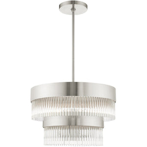 HomeRoots Five Light Dimmable Chandelier with Modern Cylinder Shades for Customizable Home Illumination 687923
