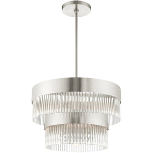 HomeRoots Five Light Dimmable Chandelier with Modern Cylinder Shades for Customizable Home Illumination 687923