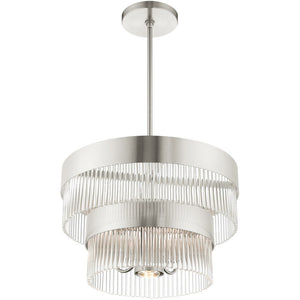 HomeRoots Five Light Dimmable Chandelier with Modern Cylinder Shades for Customizable Home Illumination 687923