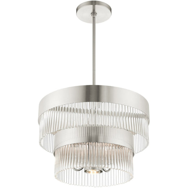 HomeRoots Five Light Dimmable Chandelier with Modern Cylinder Shades for Customizable Home Illumination 687923