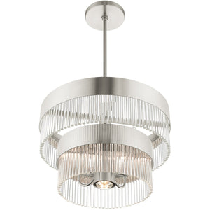 HomeRoots Five Light Dimmable Chandelier with Modern Cylinder Shades for Customizable Home Illumination 687923