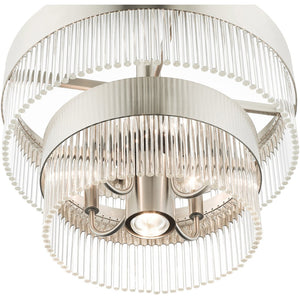 HomeRoots Five Light Dimmable Chandelier with Modern Cylinder Shades for Customizable Home Illumination 687923
