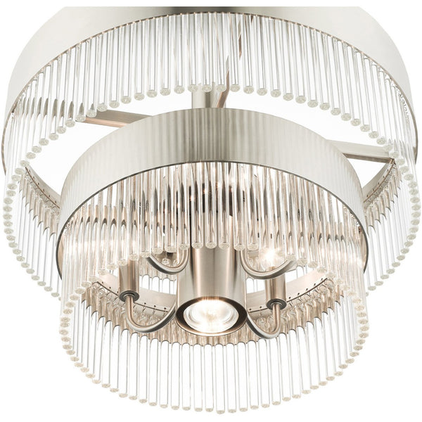 HomeRoots Five Light Dimmable Chandelier with Modern Cylinder Shades for Customizable Home Illumination 687923