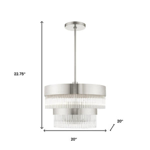 HomeRoots Five Light Dimmable Chandelier with Modern Cylinder Shades for Customizable Home Illumination 687923