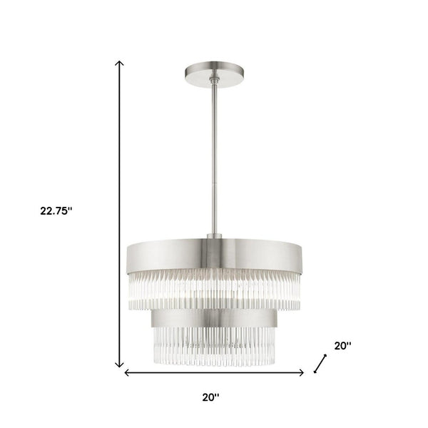 HomeRoots Five Light Dimmable Chandelier with Modern Cylinder Shades for Customizable Home Illumination 687923