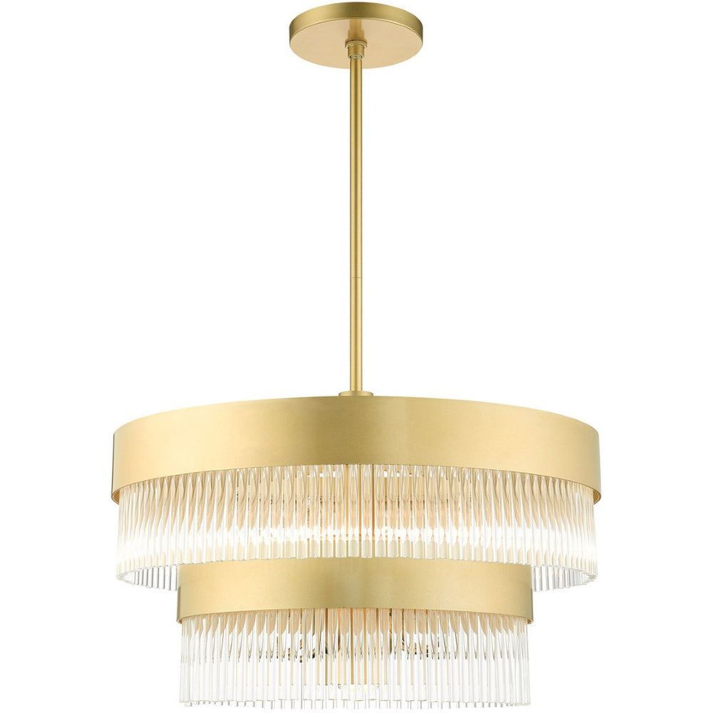 HomeRoots Seven Light Dimmable Chandelier - Modern Cylinder Shades for Stylish Lighting in Any Space 687924