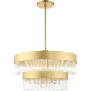 HomeRoots Seven Light Dimmable Chandelier - Modern Cylinder Shades for Stylish Lighting in Any Space 687924