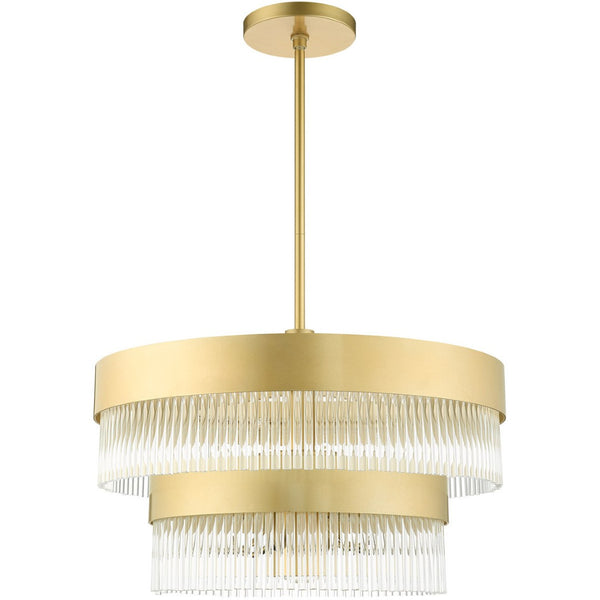 HomeRoots Seven Light Dimmable Chandelier - Modern Cylinder Shades for Stylish Lighting in Any Space 687924