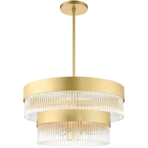 HomeRoots Seven Light Dimmable Chandelier - Modern Cylinder Shades for Stylish Lighting in Any Space 687924