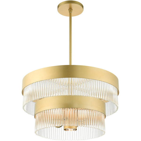 HomeRoots Seven Light Dimmable Chandelier - Modern Cylinder Shades for Stylish Lighting in Any Space 687924