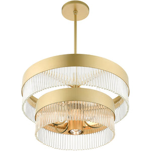 HomeRoots Seven Light Dimmable Chandelier - Modern Cylinder Shades for Stylish Lighting in Any Space 687924