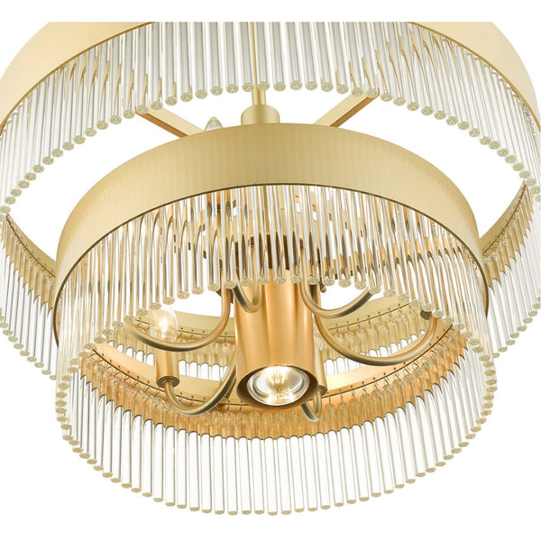 HomeRoots Seven Light Dimmable Chandelier - Modern Cylinder Shades for Stylish Lighting in Any Space 687924