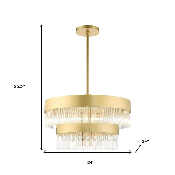 HomeRoots Seven Light Dimmable Chandelier - Modern Cylinder Shades for Stylish Lighting in Any Space 687924
