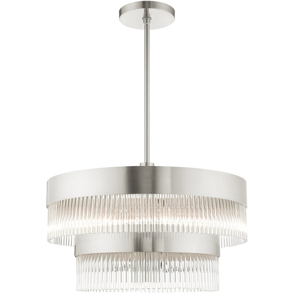 HomeRoots Seven Light Dimmable Chandelier - Modern Cylinder Shades for Stylish Ambiance in Any Room 687925