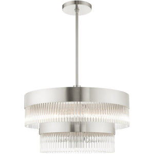 HomeRoots Seven Light Dimmable Chandelier - Modern Cylinder Shades for Stylish Ambiance in Any Room 687925