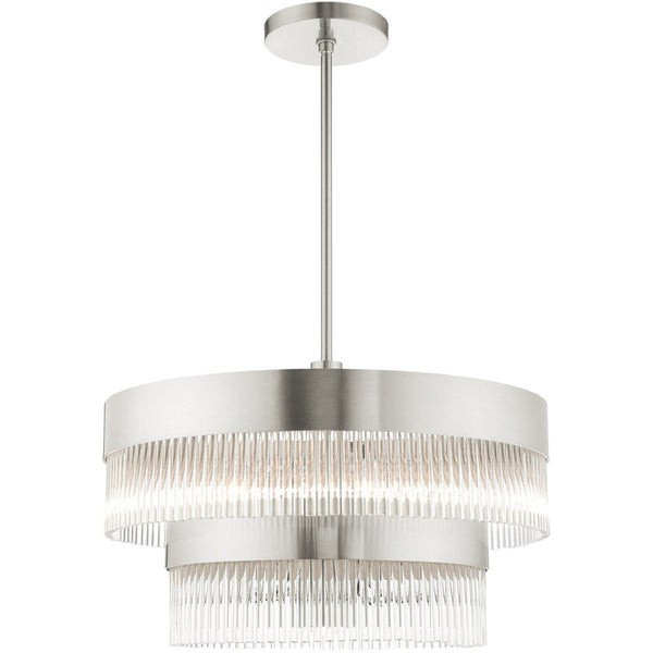 HomeRoots Seven Light Dimmable Chandelier - Modern Cylinder Shades for Stylish Ambiance in Any Room 687925