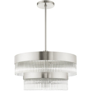 HomeRoots Seven Light Dimmable Chandelier - Modern Cylinder Shades for Stylish Ambiance in Any Room 687925