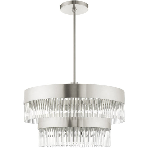 HomeRoots Seven Light Dimmable Chandelier - Modern Cylinder Shades for Stylish Ambiance in Any Room 687925