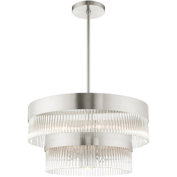 HomeRoots Seven Light Dimmable Chandelier - Modern Cylinder Shades for Stylish Ambiance in Any Room 687925