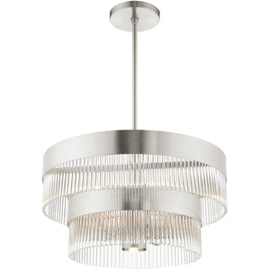 HomeRoots Seven Light Dimmable Chandelier - Modern Cylinder Shades for Stylish Ambiance in Any Room 687925