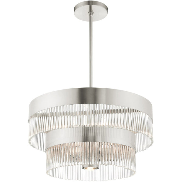 HomeRoots Seven Light Dimmable Chandelier - Modern Cylinder Shades for Stylish Ambiance in Any Room 687925