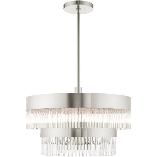 HomeRoots Seven Light Dimmable Chandelier - Modern Cylinder Shades for Stylish Ambiance in Any Room 687925