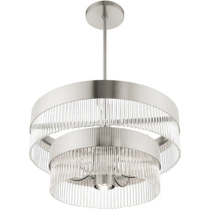 HomeRoots Seven Light Dimmable Chandelier - Modern Cylinder Shades for Stylish Ambiance in Any Room 687925