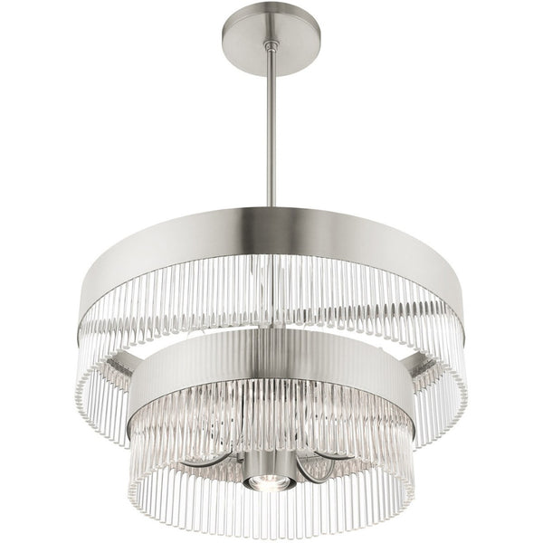 HomeRoots Seven Light Dimmable Chandelier - Modern Cylinder Shades for Stylish Ambiance in Any Room 687925