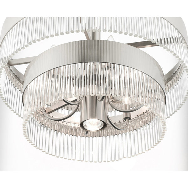 HomeRoots Seven Light Dimmable Chandelier - Modern Cylinder Shades for Stylish Ambiance in Any Room 687925
