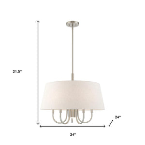 HomeRoots Six Light Dimmable Chandelier with Sleek Steel Shades for Modern Elegance in Any Space 687926