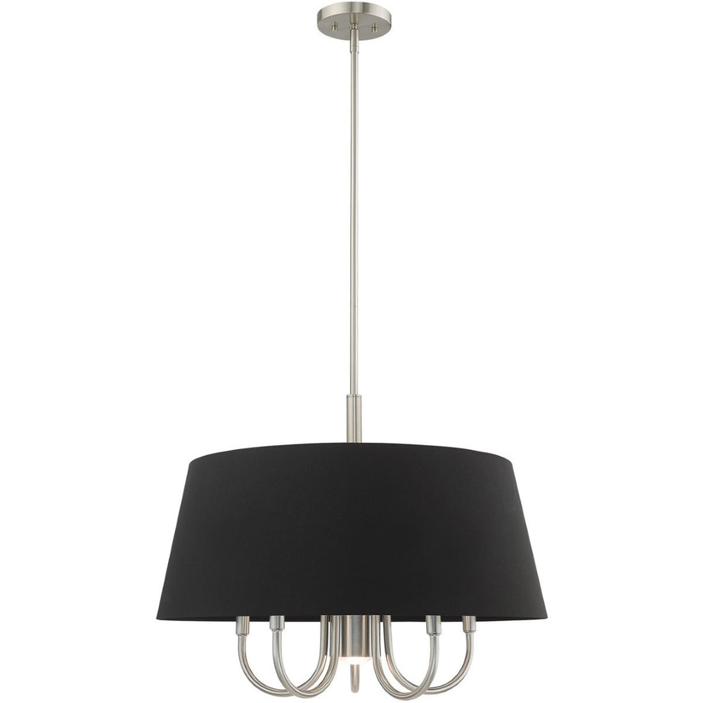 HomeRoots Six Light Dimmable Chandelier - Modern Steel Design with Cylinder Shades for Stylish Ambiance 687927