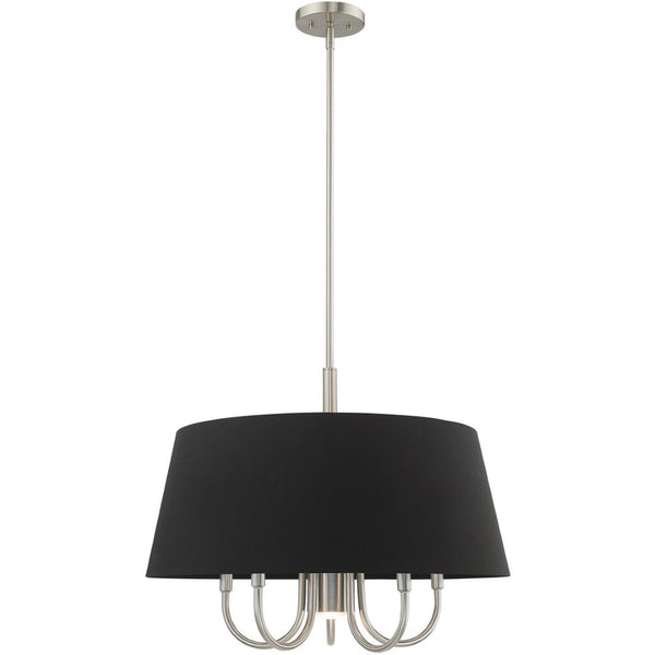 HomeRoots Six Light Dimmable Chandelier - Modern Steel Design with Cylinder Shades for Stylish Ambiance 687927