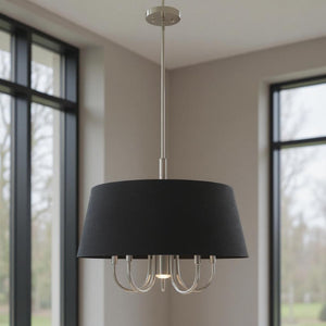 HomeRoots Six Light Dimmable Chandelier - Modern Steel Design with Cylinder Shades for Stylish Ambiance 687927